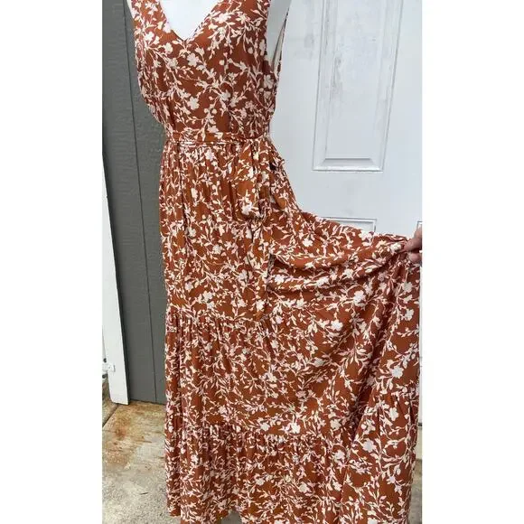 Cynthia Rowley Orange & White Floral Tied Waist Maxi Dress - Picture 11 of 12